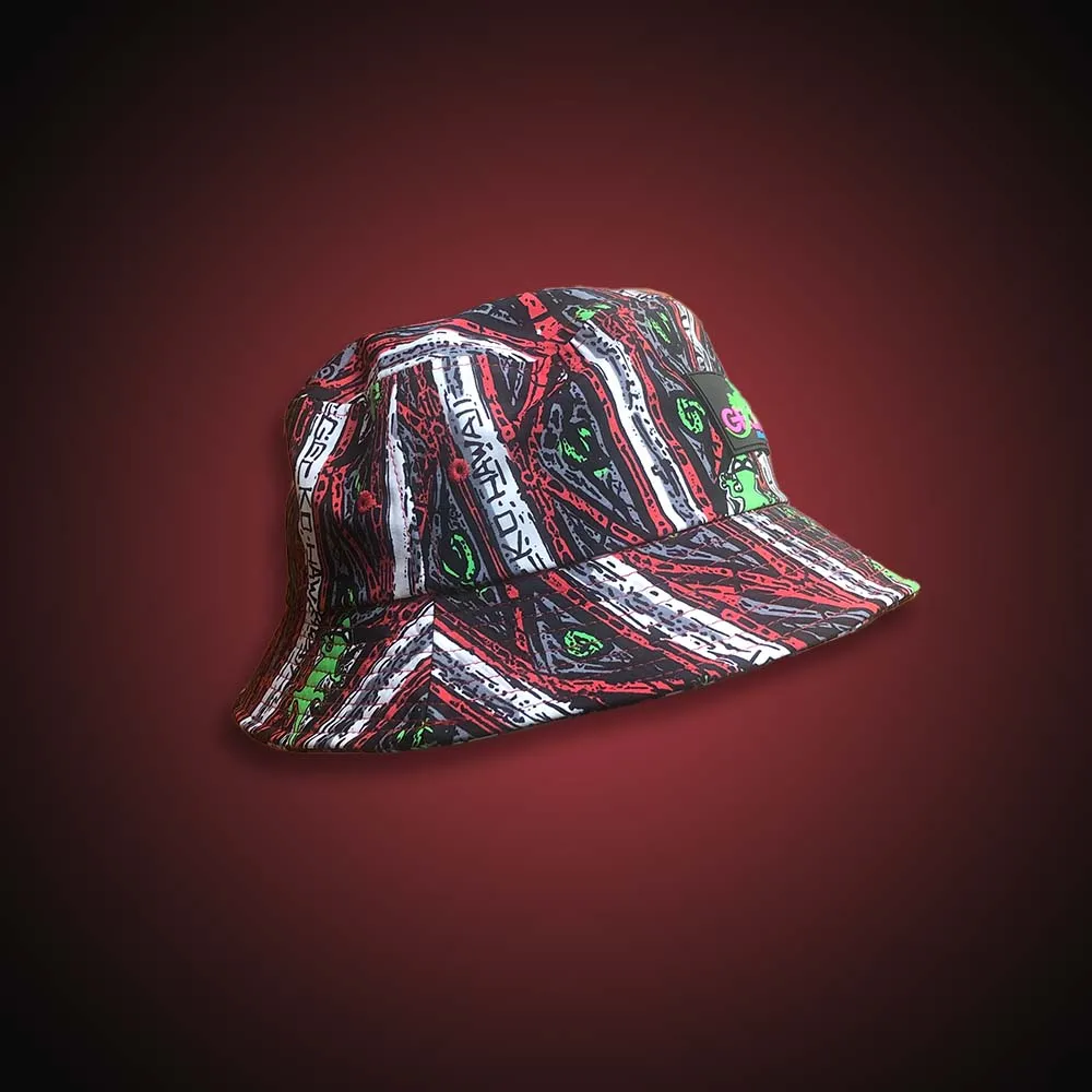 Gecko Red Stripe Bucket Hats