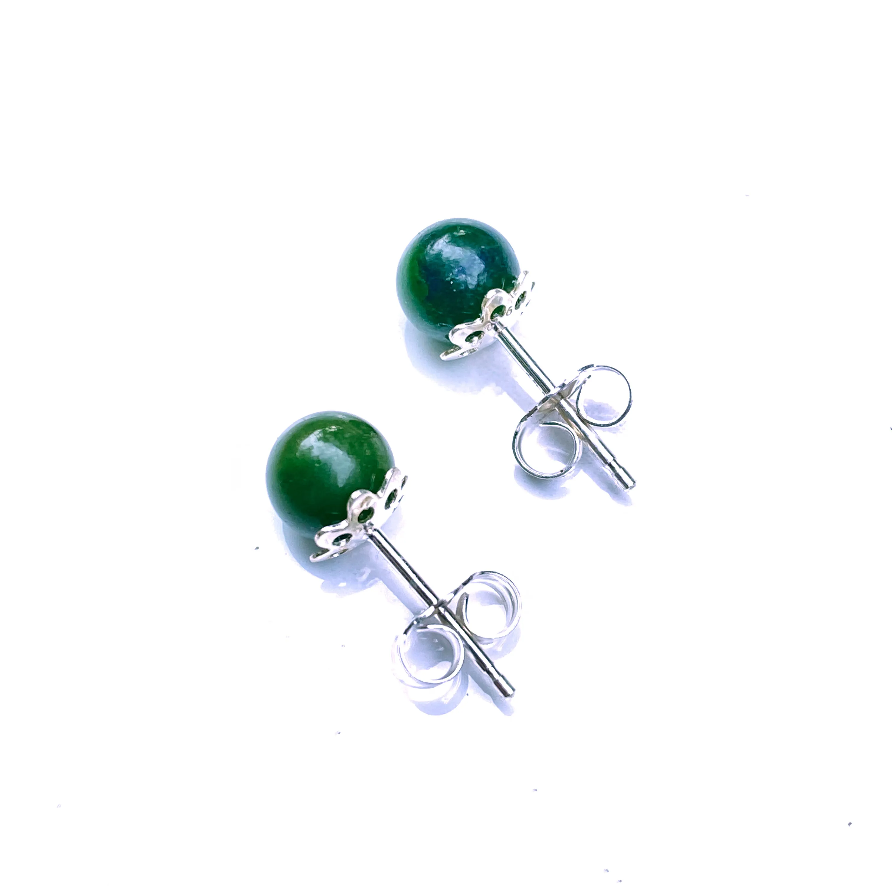 Genuine Gemstone stud Earrings with Sterling silver