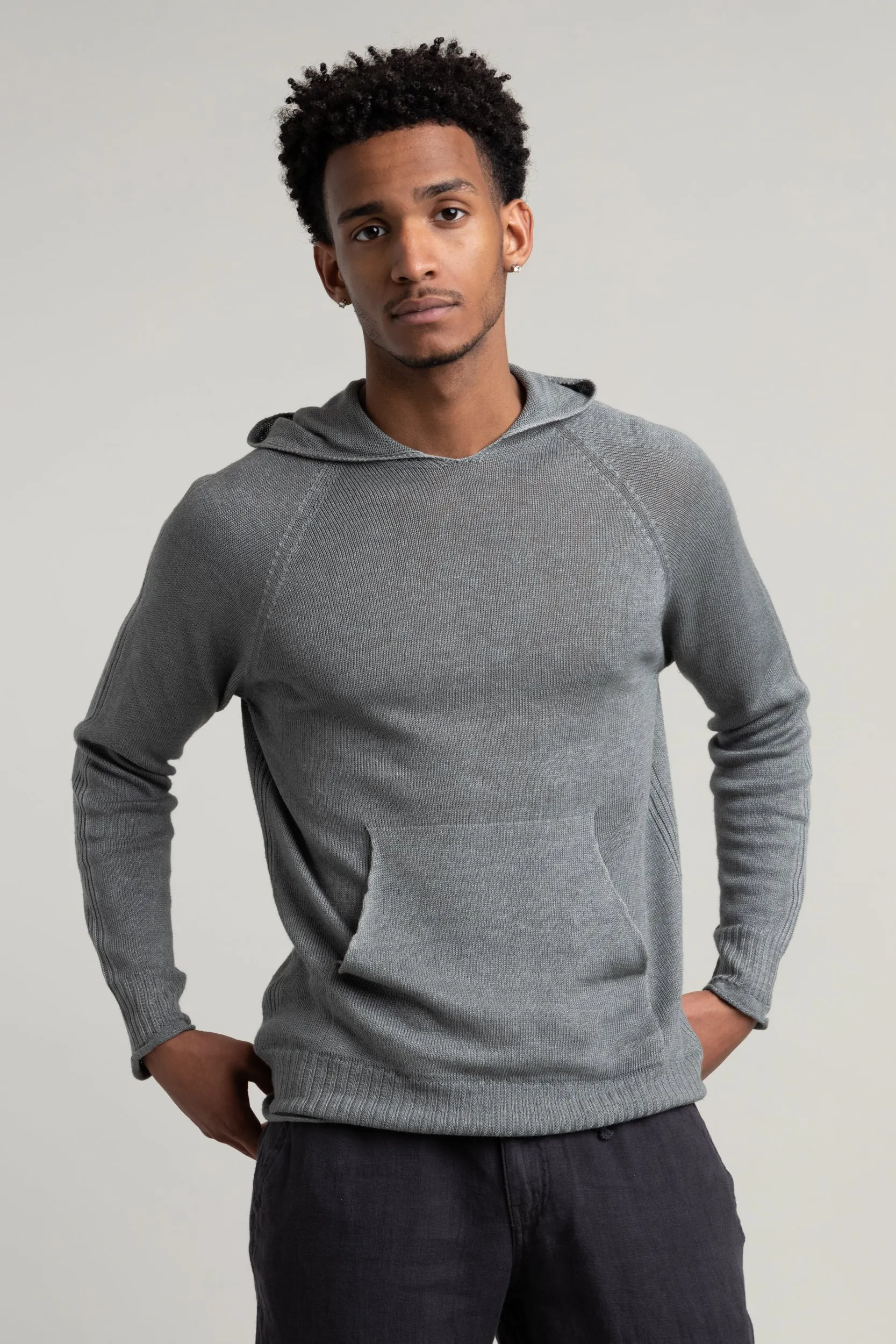 Grey Knit Hoodie