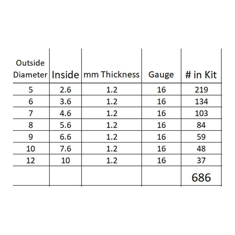 Heavy Duty Jump Ring Kit, Assorted Sizes, Stainless Steel, 16 gauge, 1.2mm, Closed Unsoldered, 5mm, 6mm, 7mm, 8mm, 9mm, 10mm, 12mm JRK 7HC