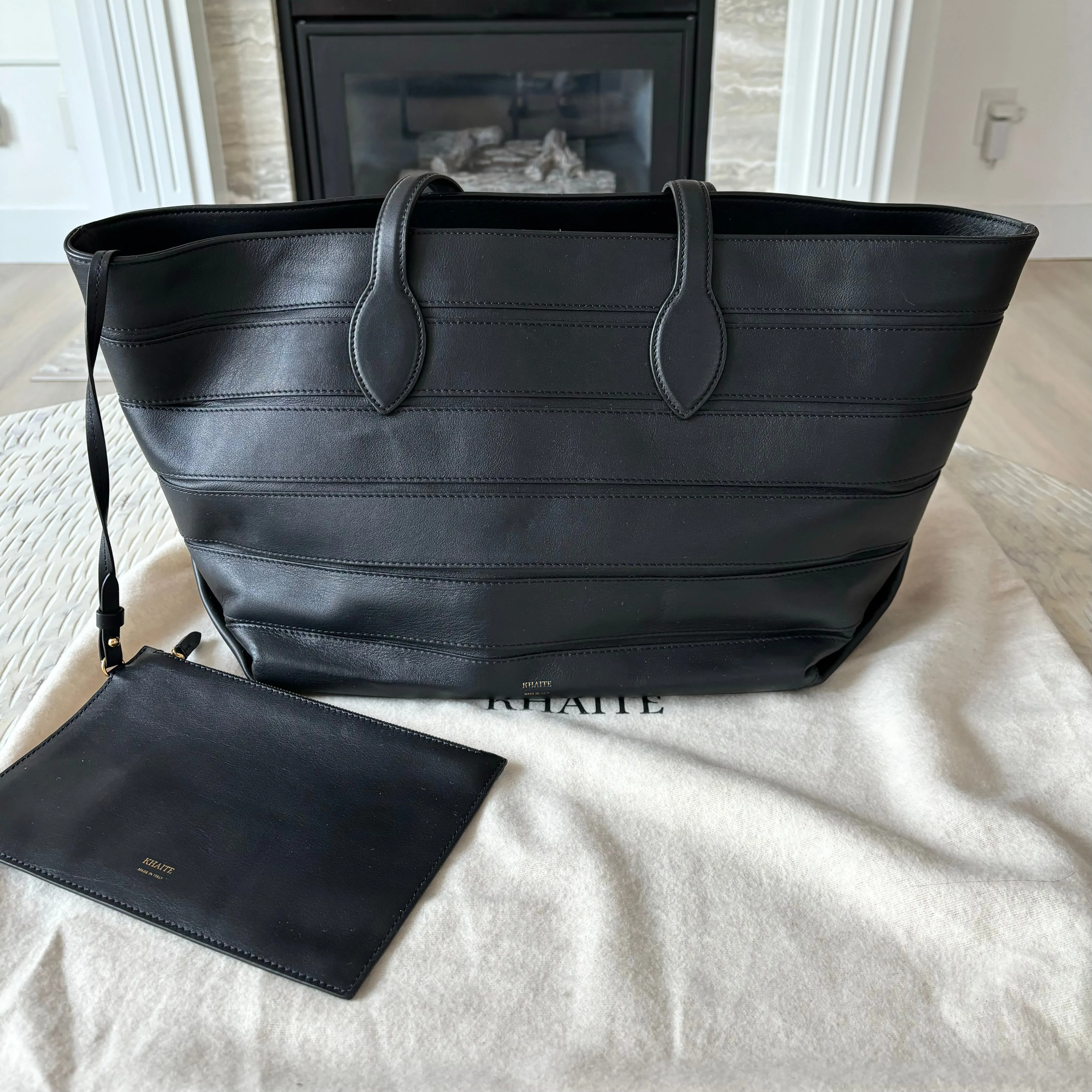 KHAITE Florence Stripe Leather Tote