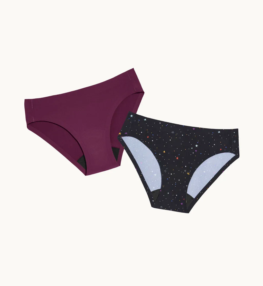 (Kit Item) Leakproof Underwear 6-Pack Lucky Star/Berry 2-Pack | Bikini