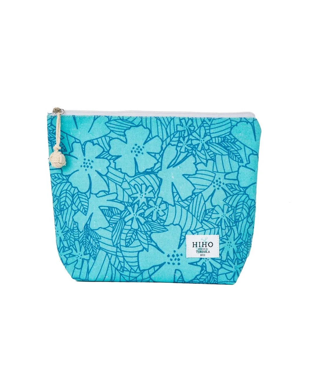 Large Zip Bag - Blue Plumeria