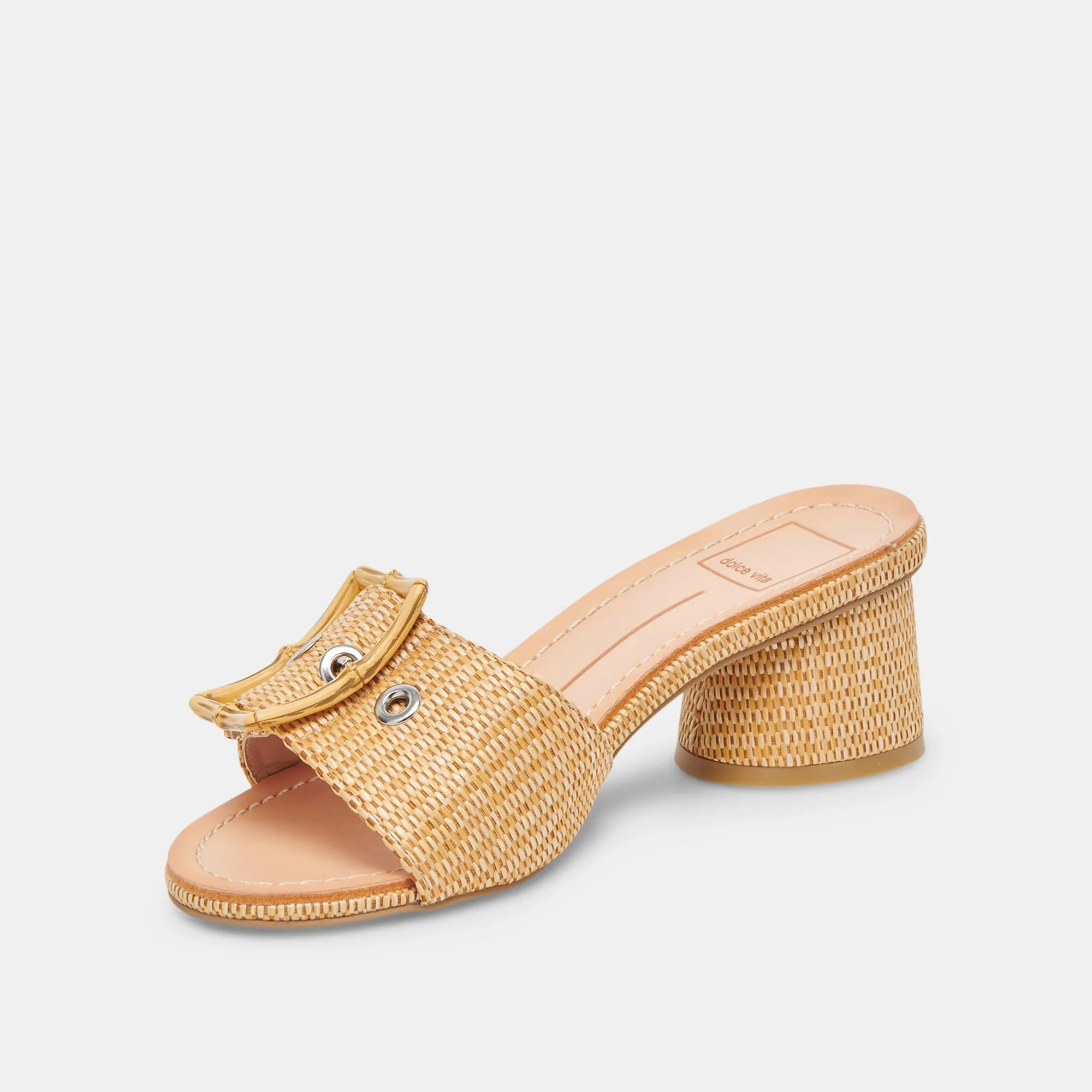 LUCEY WIDE HEELS WARM NATURAL RAFFIA