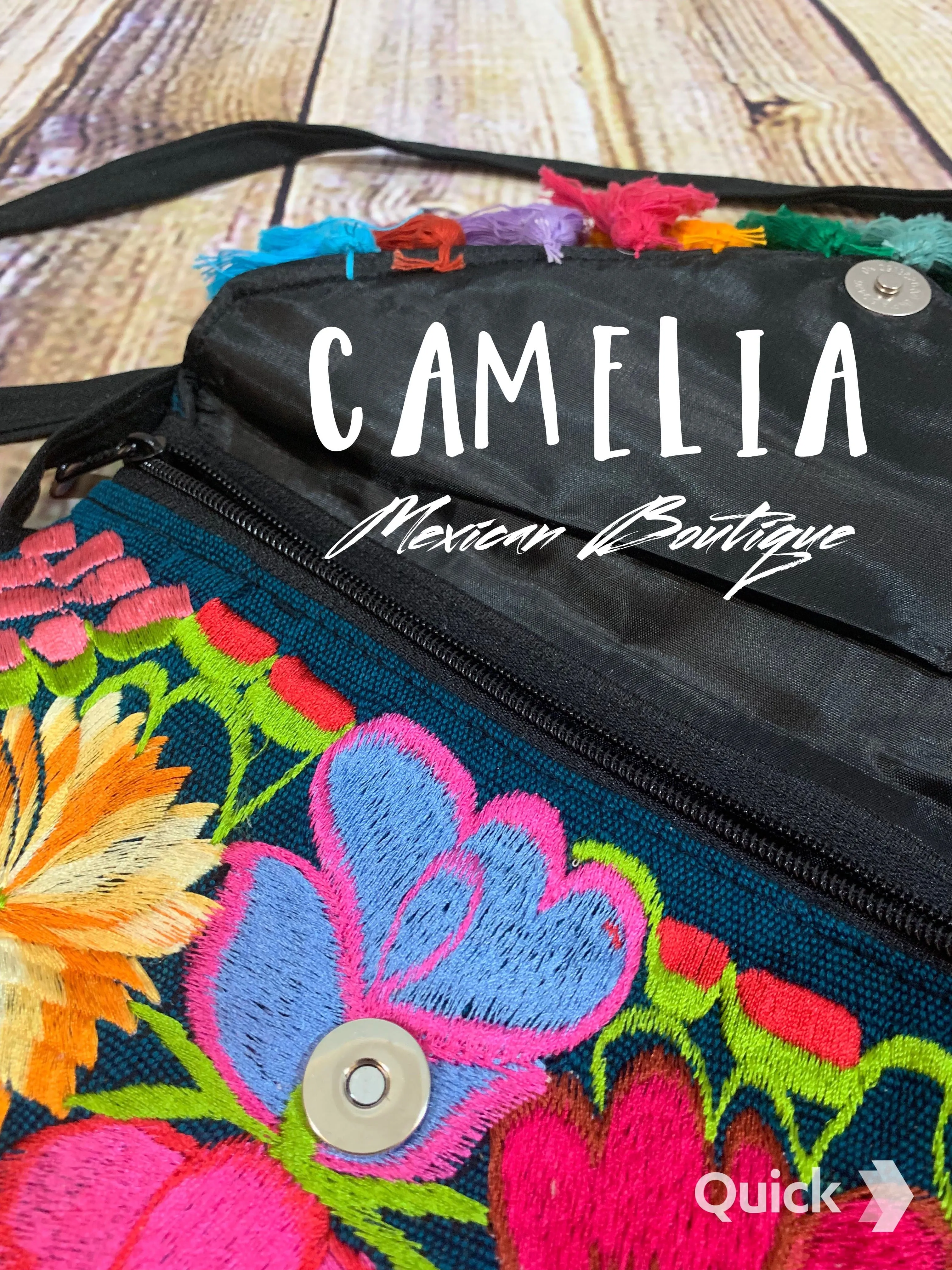 Mexican Embroidered Clutch Wristlet Zinnia