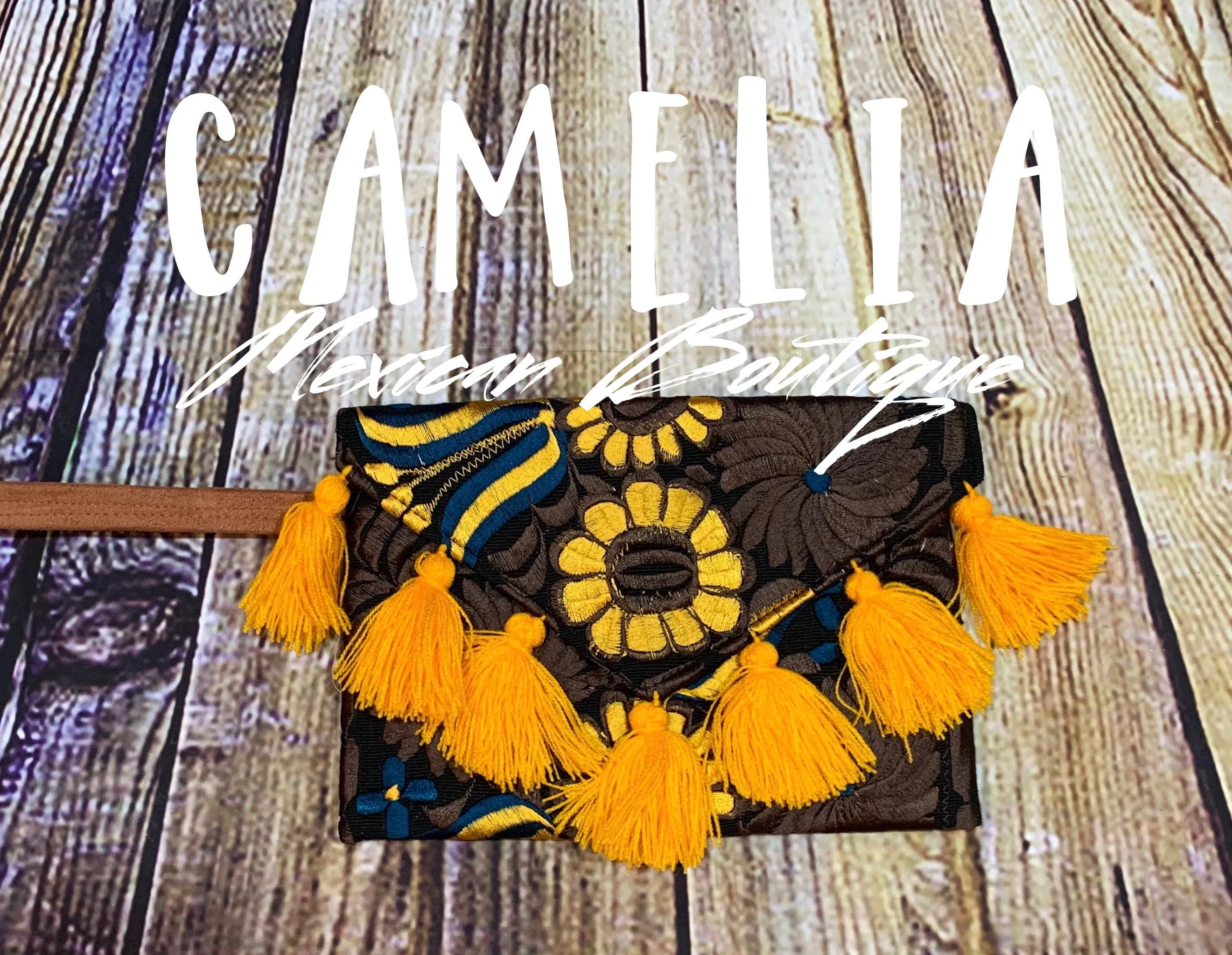 Mexican Embroidered Clutch Wristlet Zinnia