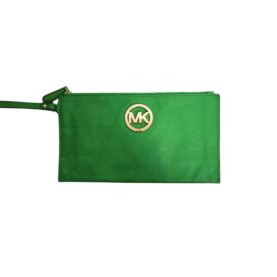 Michael Kors Green Leather Fulton Wristlet | Gently Used |