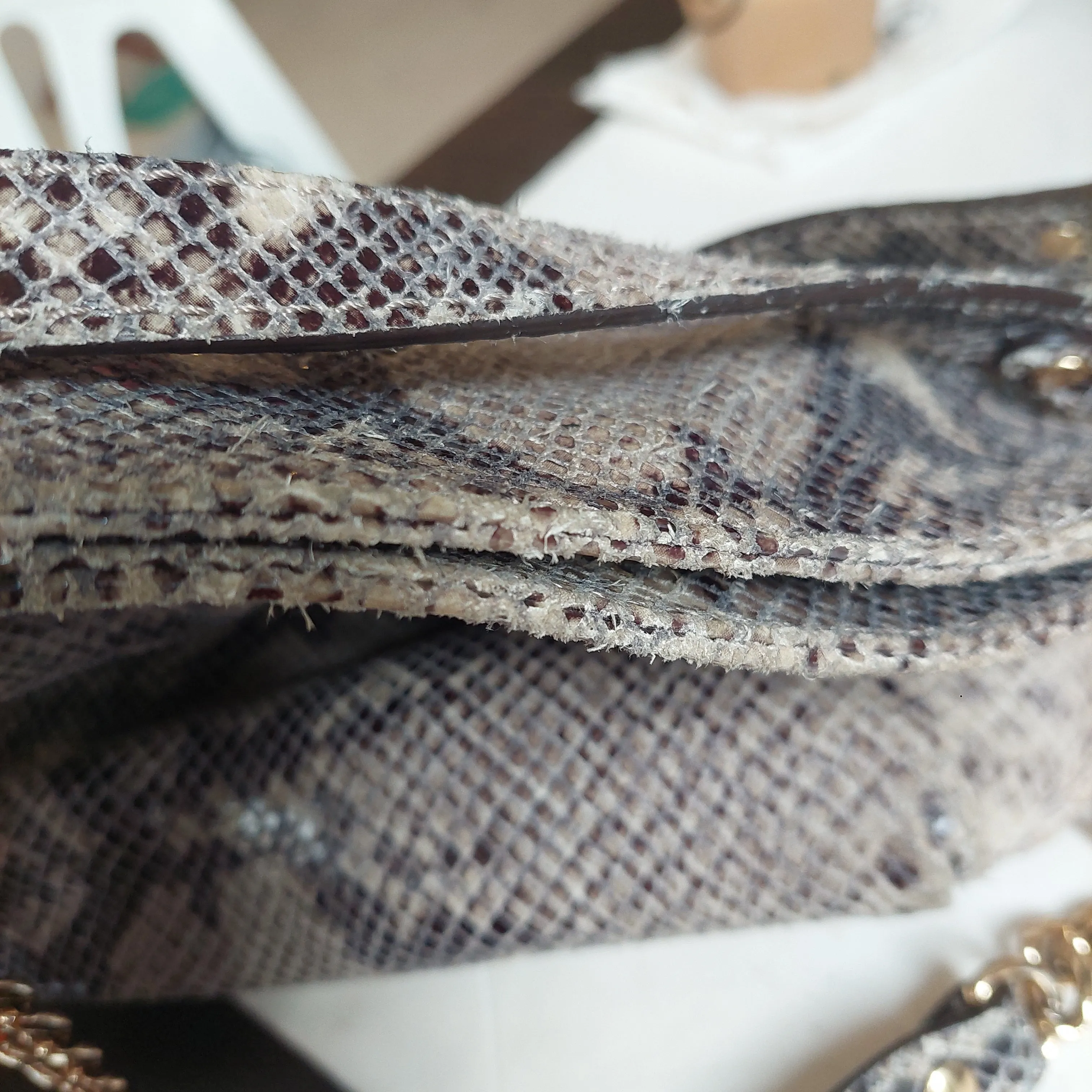 Michael Kors Grey Snakeskin Gold Chain Large Crossbody Bag | Pre Loved |