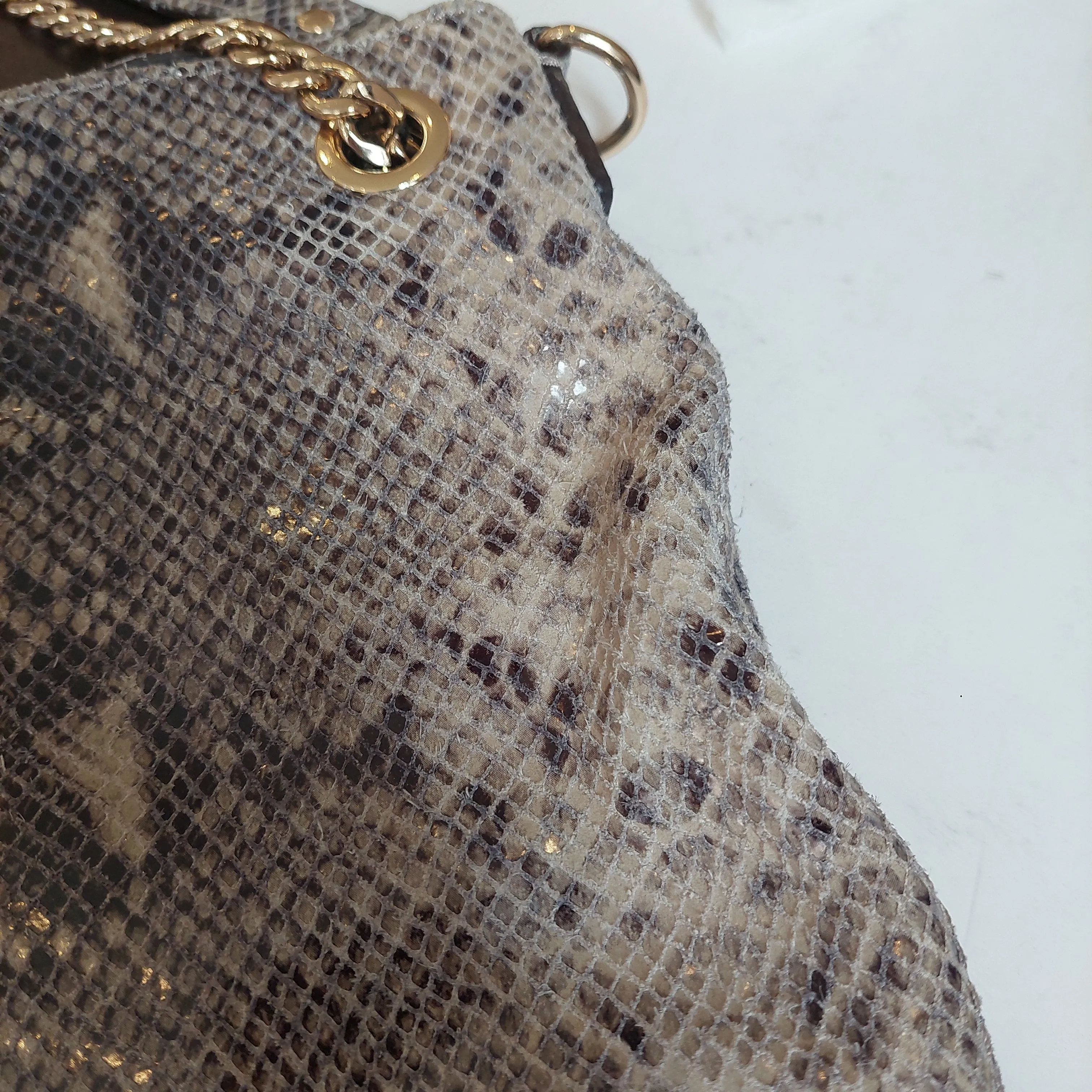 Michael Kors Grey Snakeskin Gold Chain Large Crossbody Bag | Pre Loved |