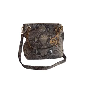 Michael Kors Grey Snakeskin Gold Chain Large Crossbody Bag | Pre Loved |