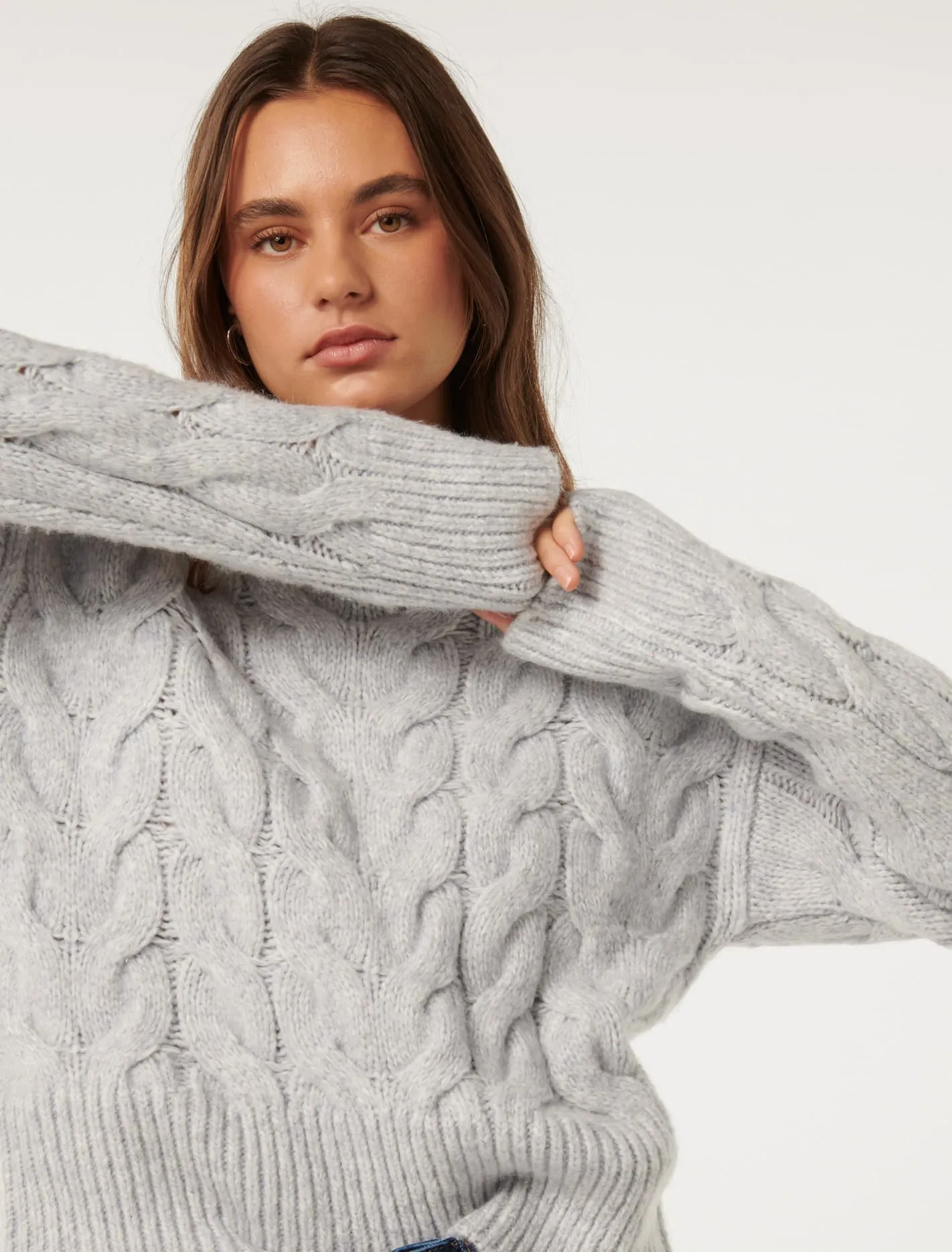 Mila Boxy Crew Neck Cable Jumper