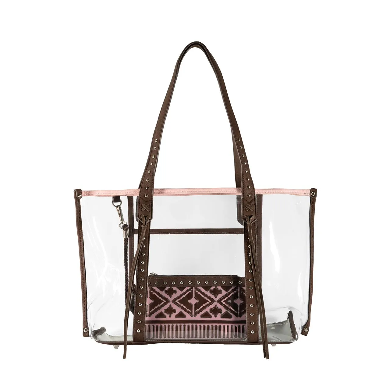 Montana West Aztec PVC Embossed Clear Tote Bag