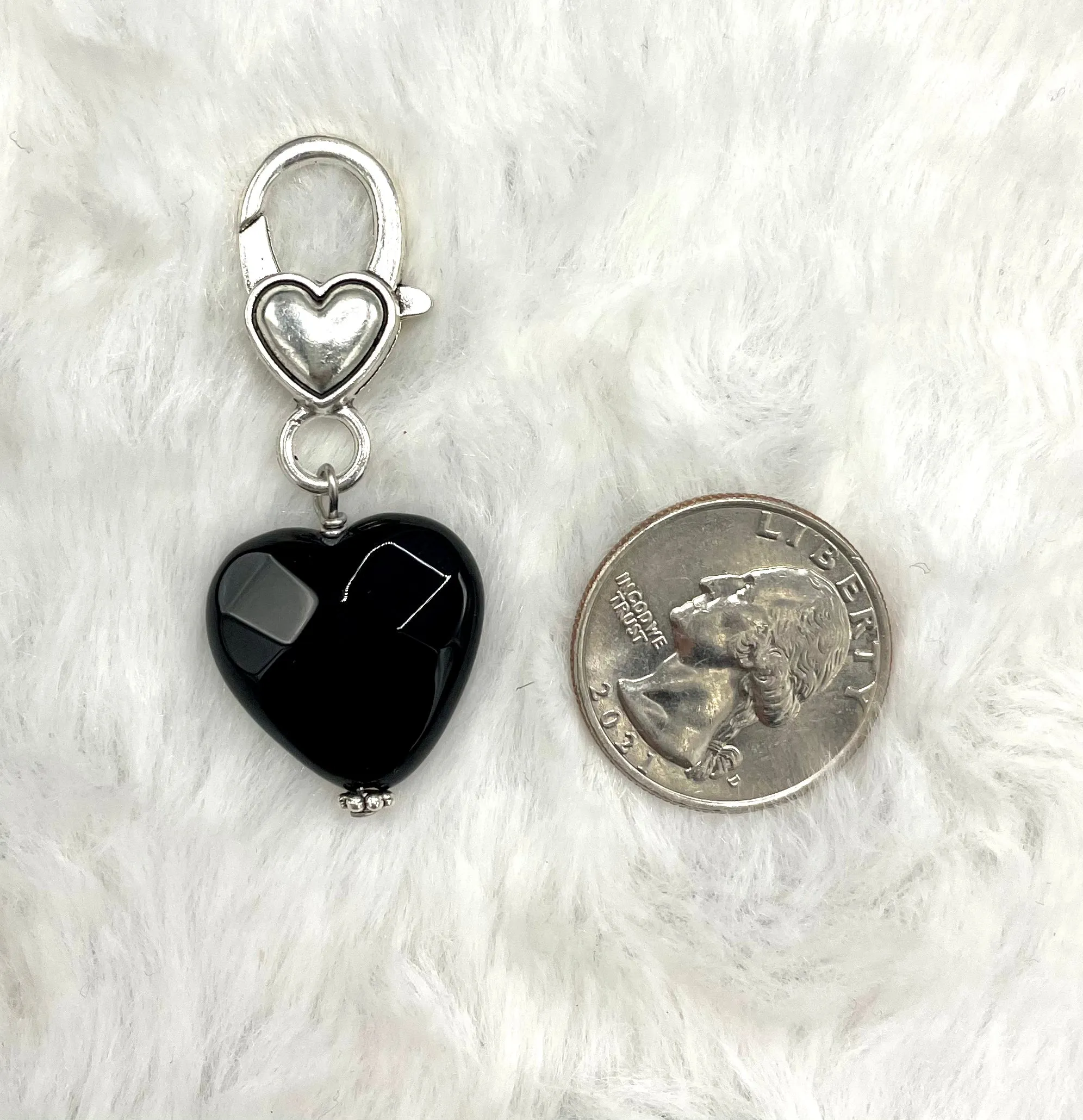 Onyx gemstone Heart Pet Charms