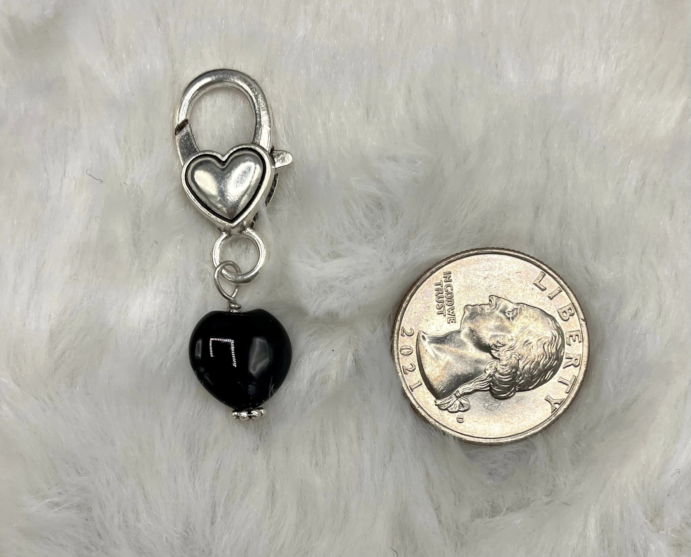 Onyx gemstone Heart Pet Charms