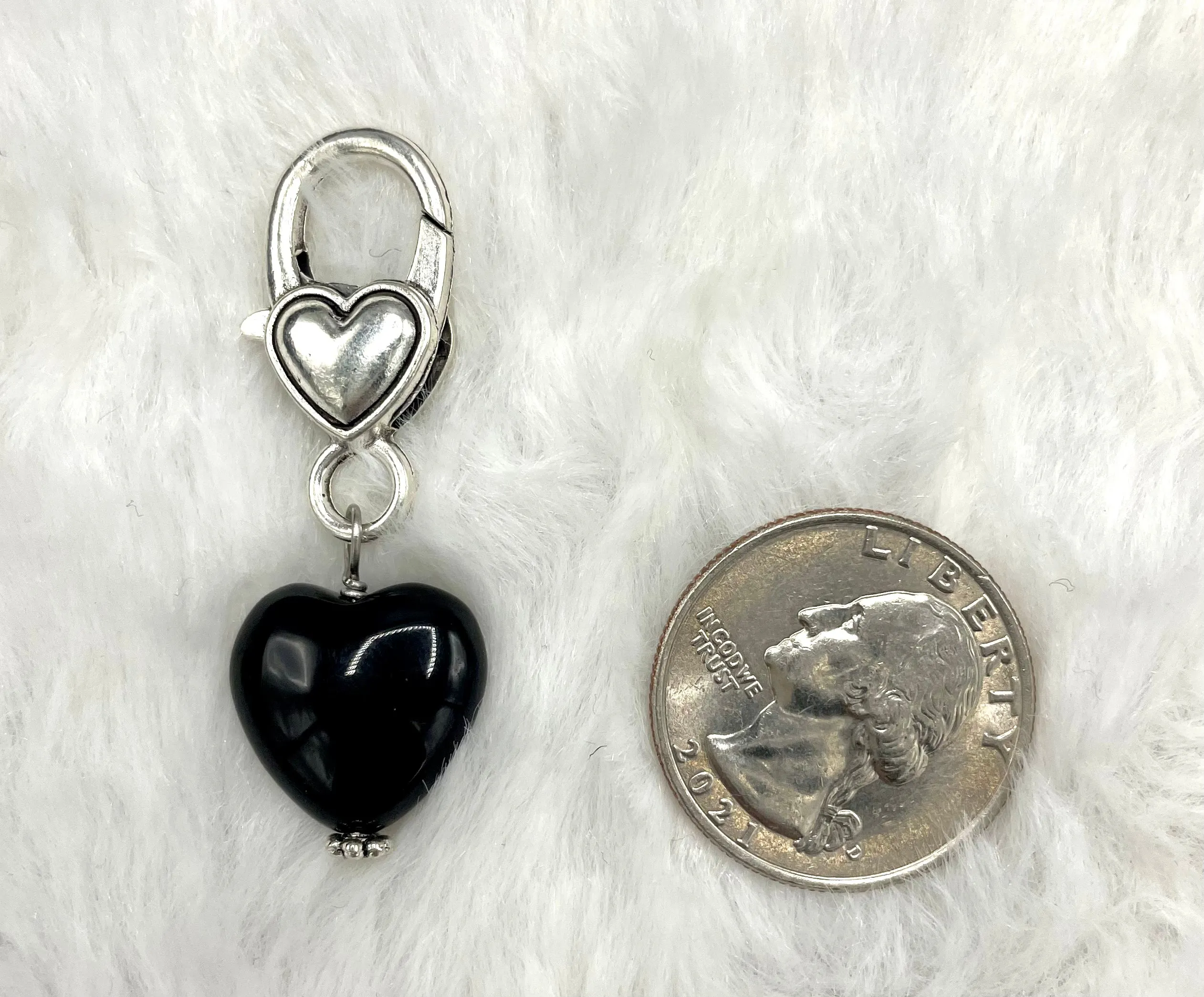 Onyx gemstone Heart Pet Charms