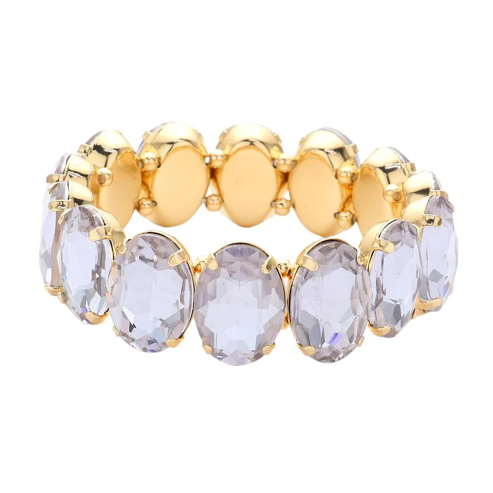 Oval Stone Stretch Evening Bracelet