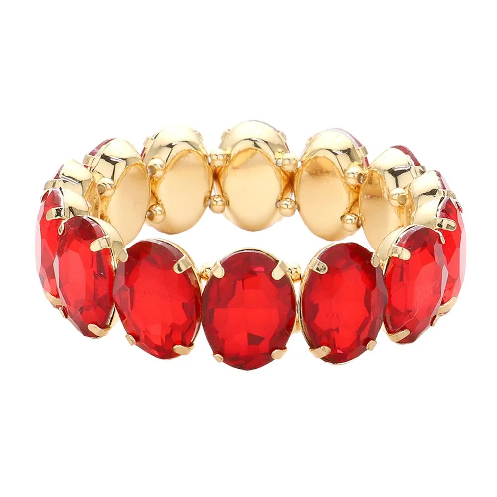 Oval Stone Stretch Evening Bracelet