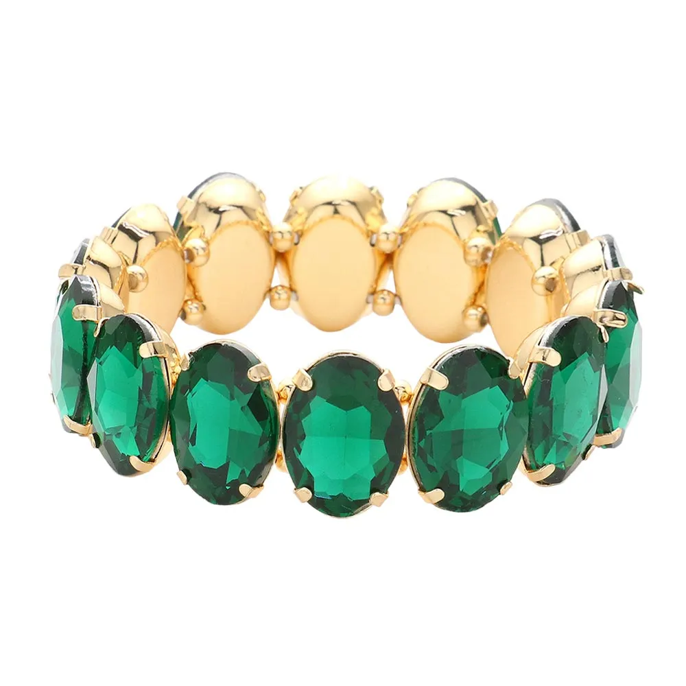 Oval Stone Stretch Evening Bracelet