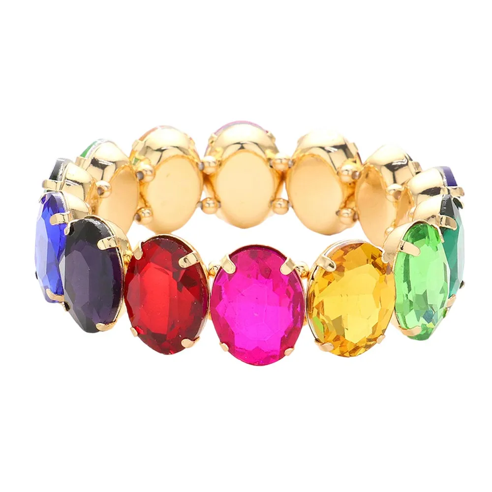 Oval Stone Stretch Evening Bracelet