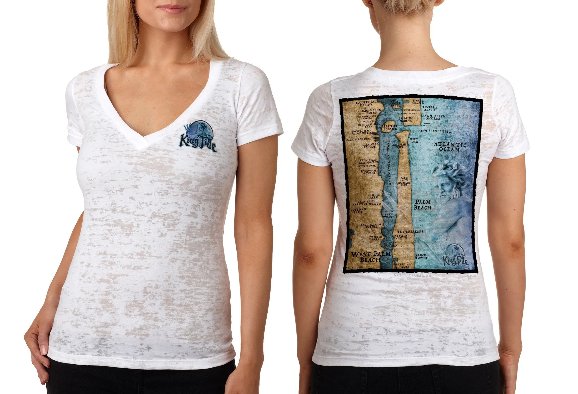 Palm Beach, FL / King Tide Blue Moon V Neck Burnout