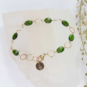 Palm Leaf - Chrome Diopside Gold Bracelet