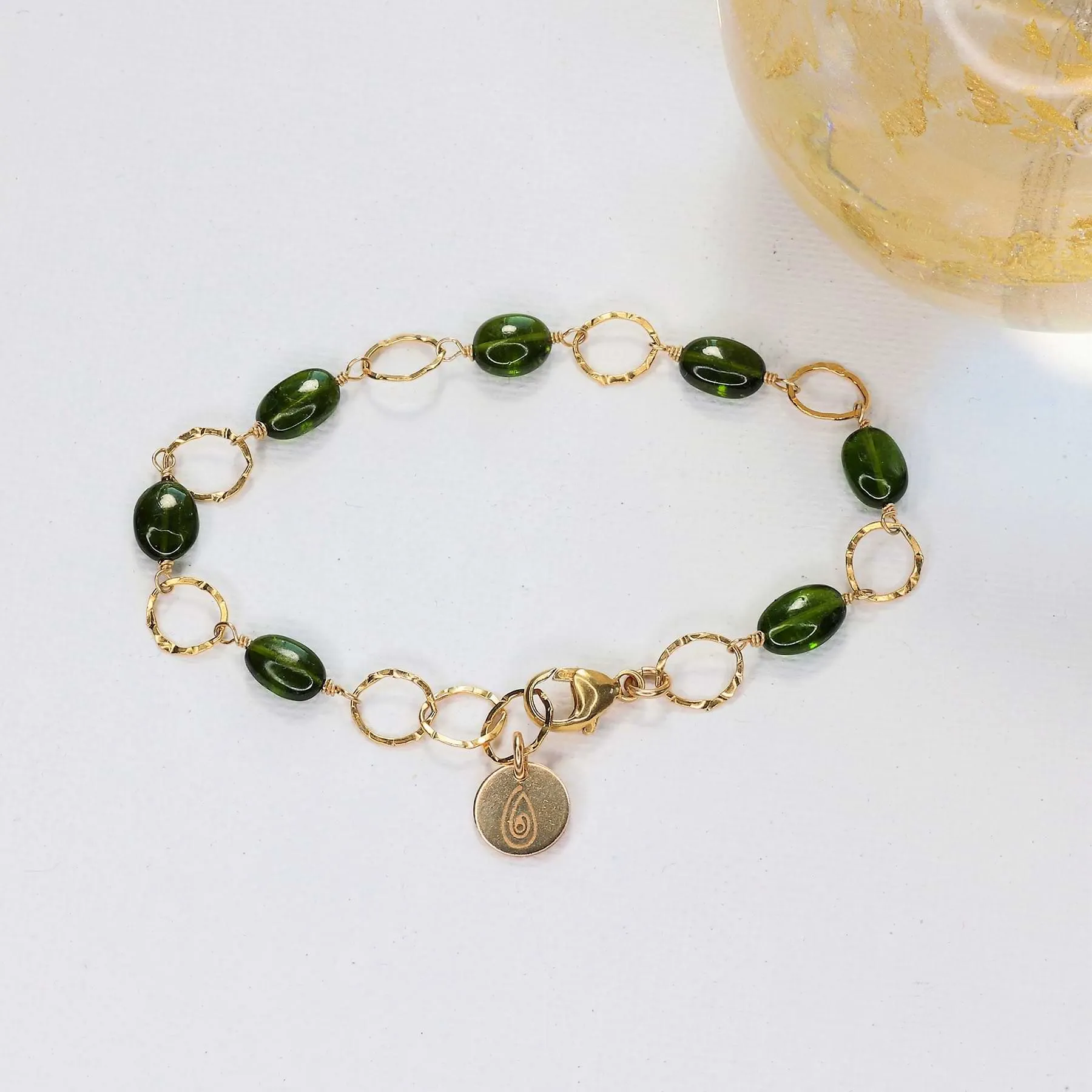 Palm Leaf - Chrome Diopside Gold Bracelet