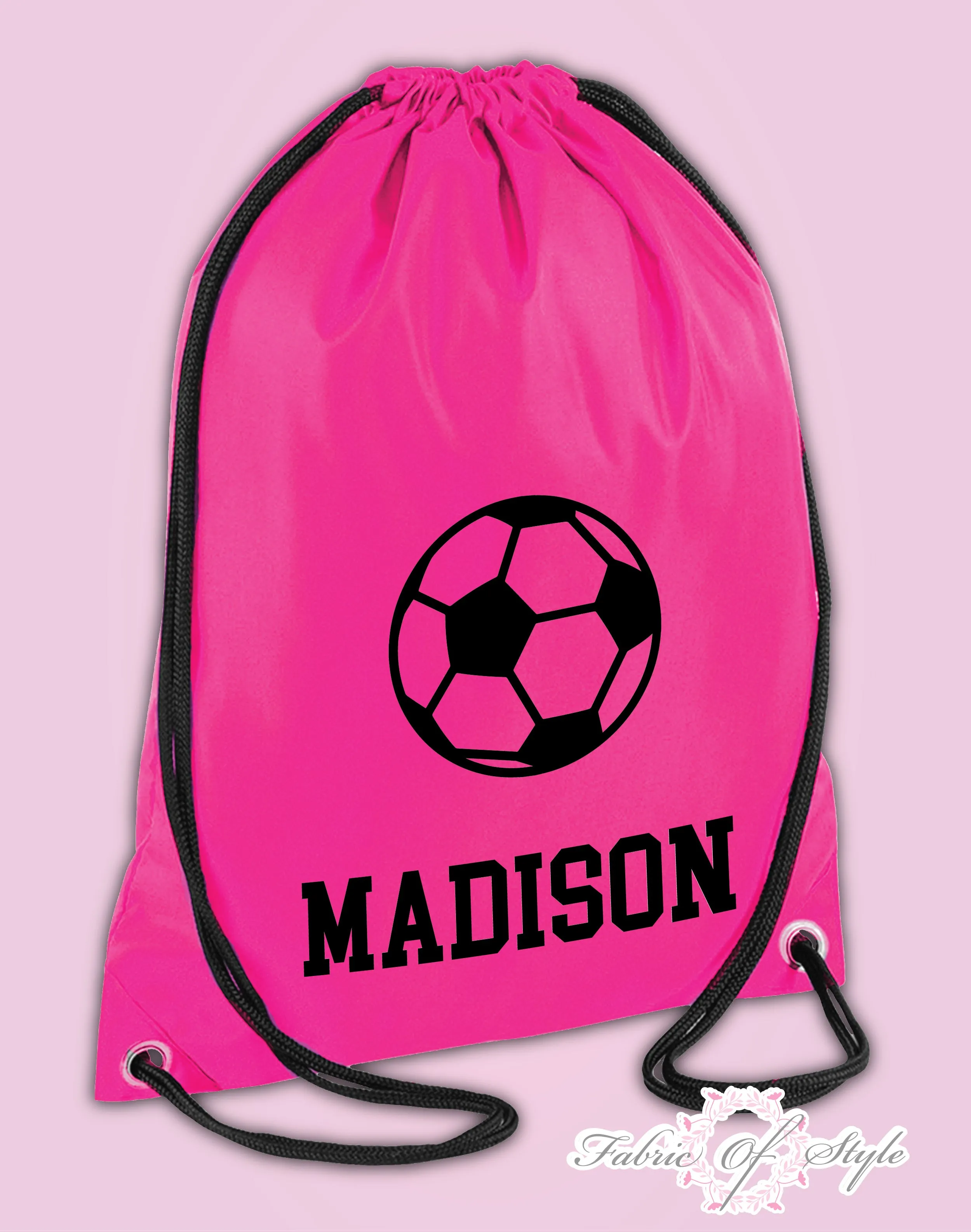 Personalised Any Name Football Girls Back To Drawstring Bag PE GYM School Kids