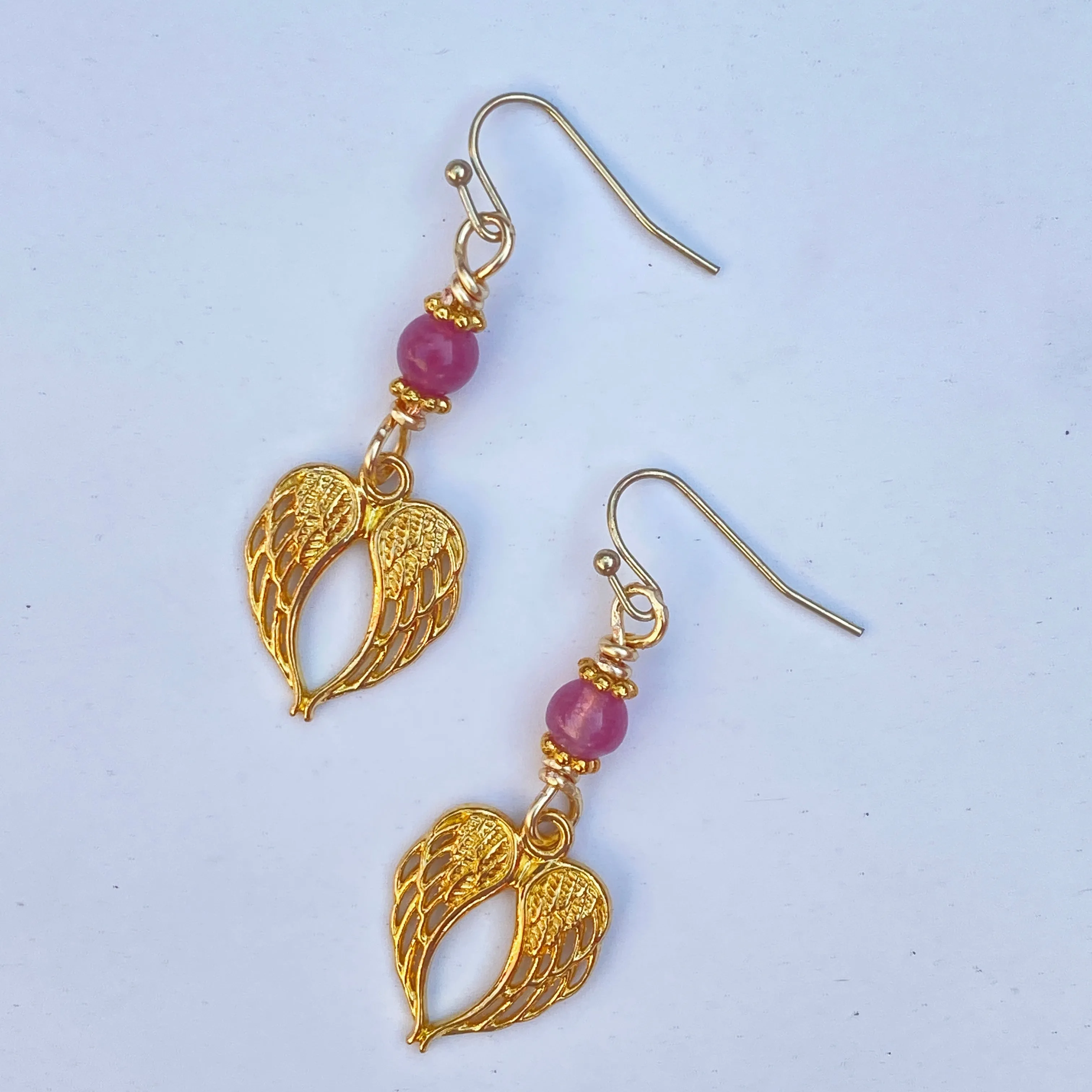 Pink Tourmaline Wing Earrings