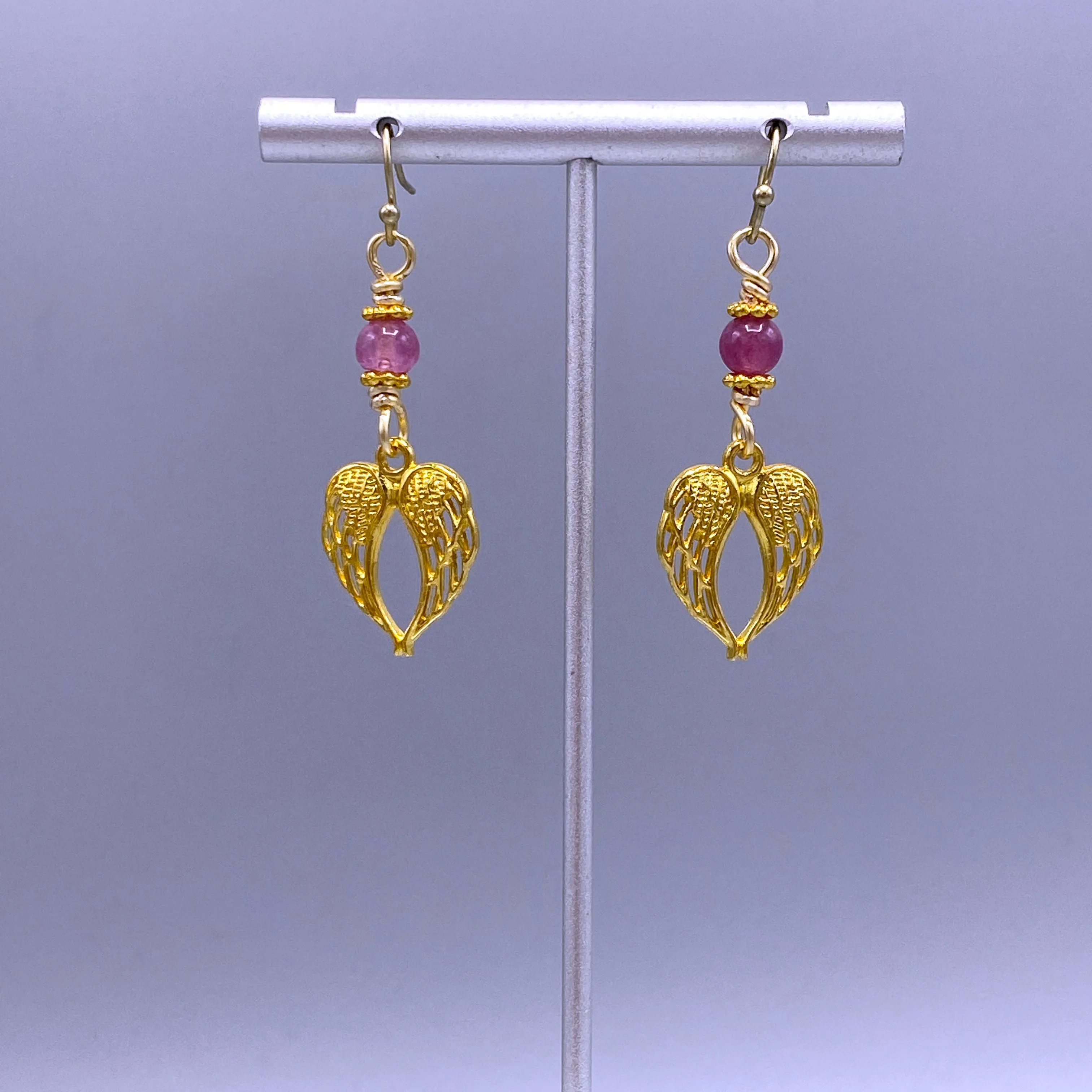 Pink Tourmaline Wing Earrings