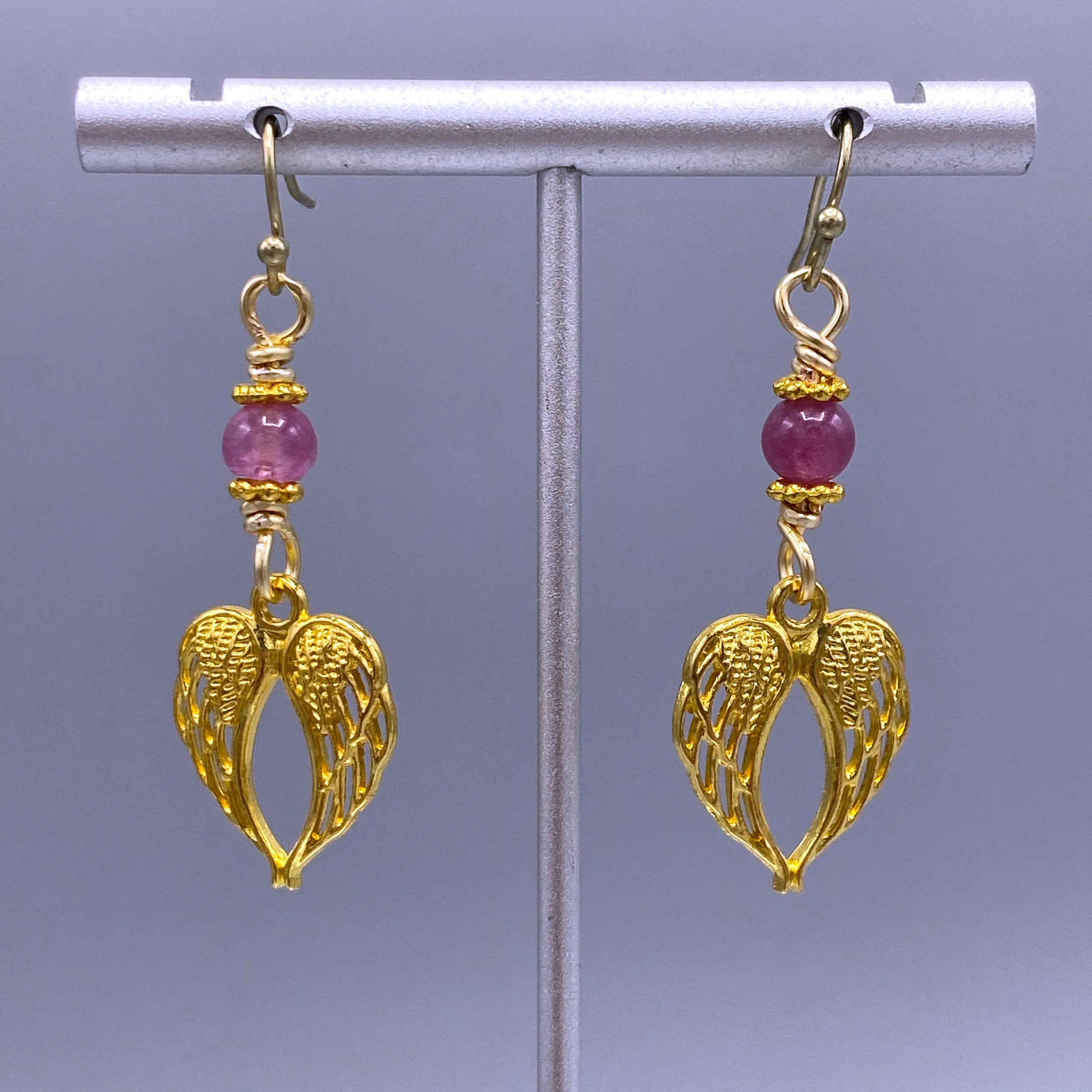 Pink Tourmaline Wing Earrings