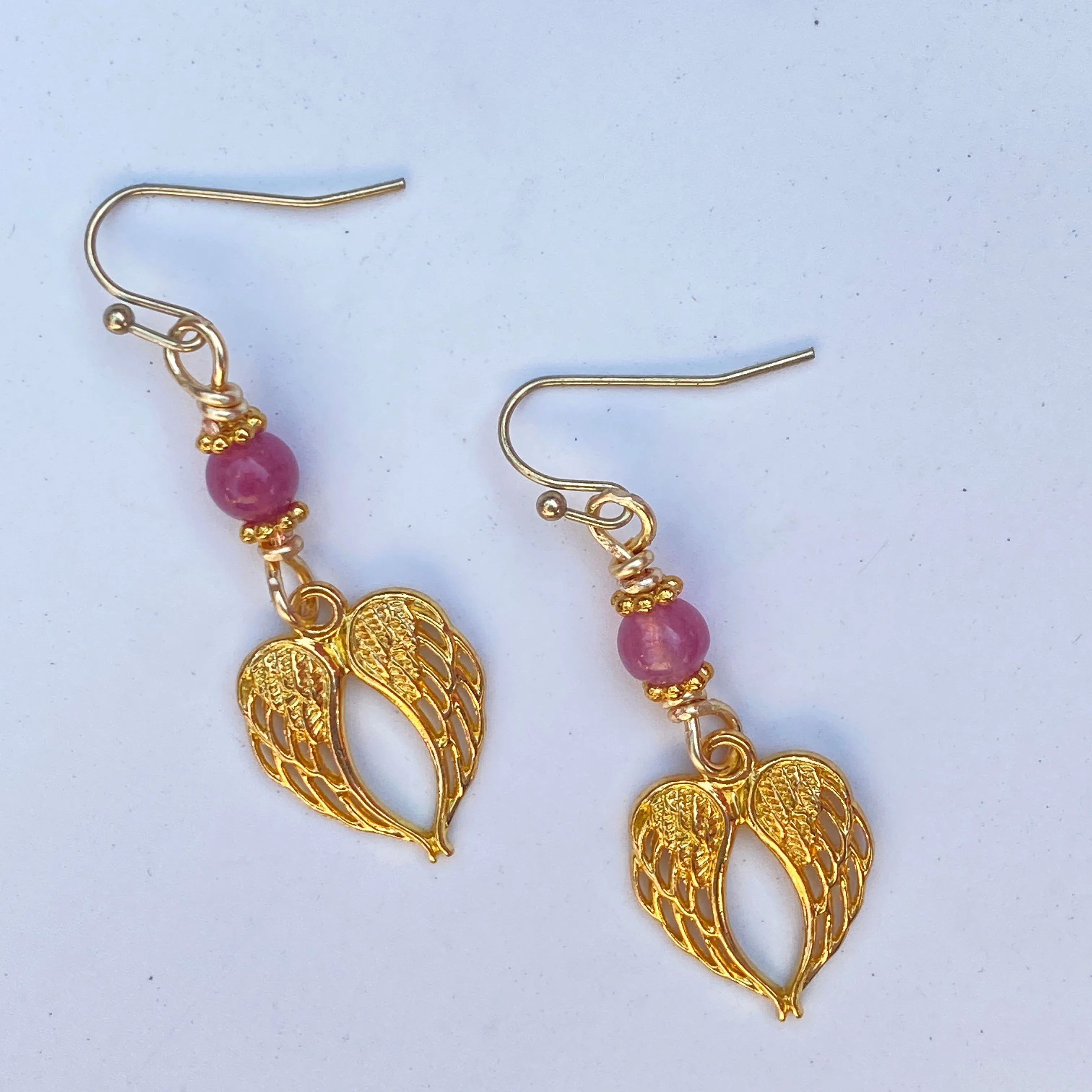 Pink Tourmaline Wing Earrings