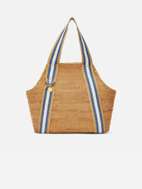 Poso Handwoven Atta Vegan Small Shopper Bag | Natural & Blue Stripe