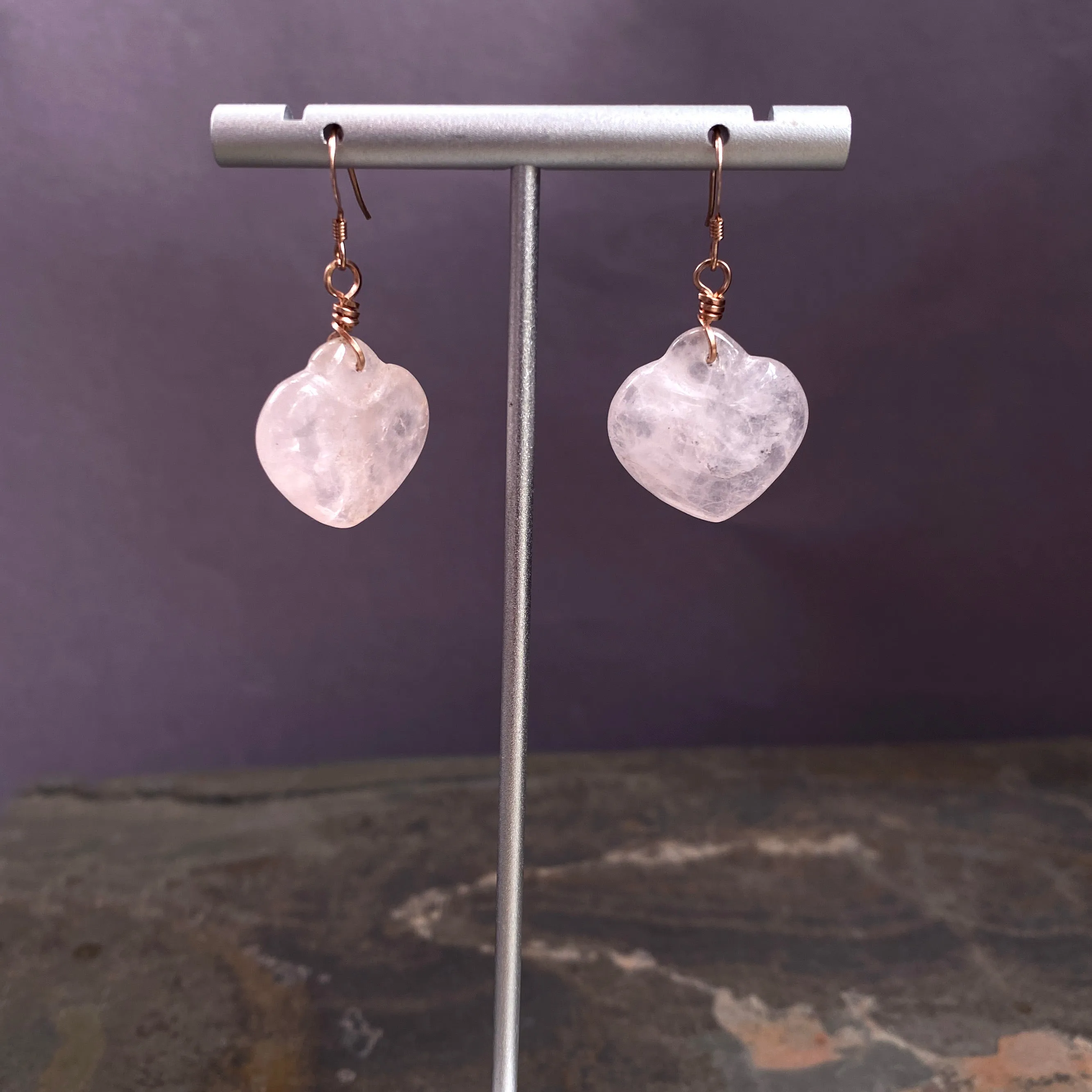 Rose Quartz Gemstone and 14 kt Rose GF Earrings