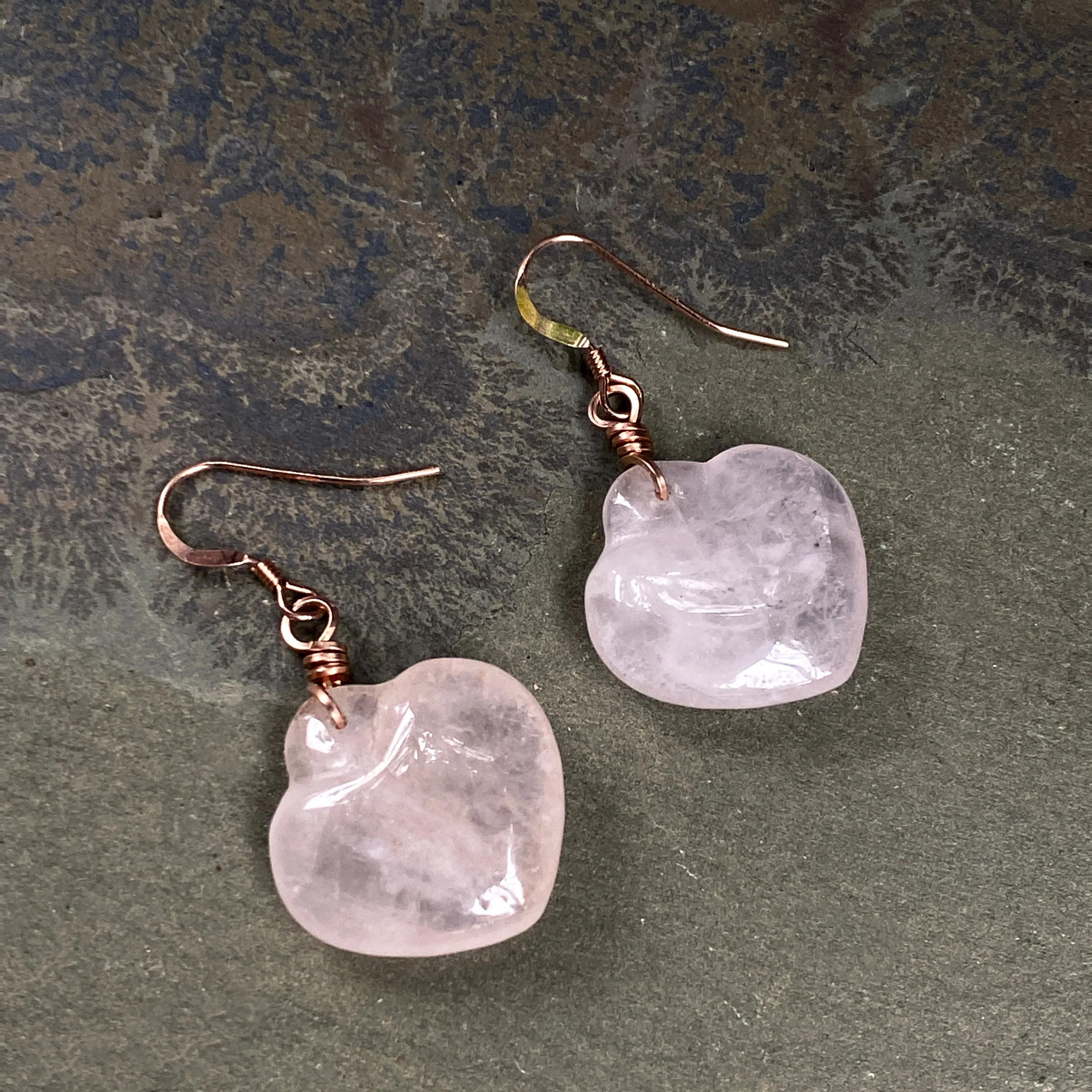 Rose Quartz Gemstone and 14 kt Rose GF Earrings