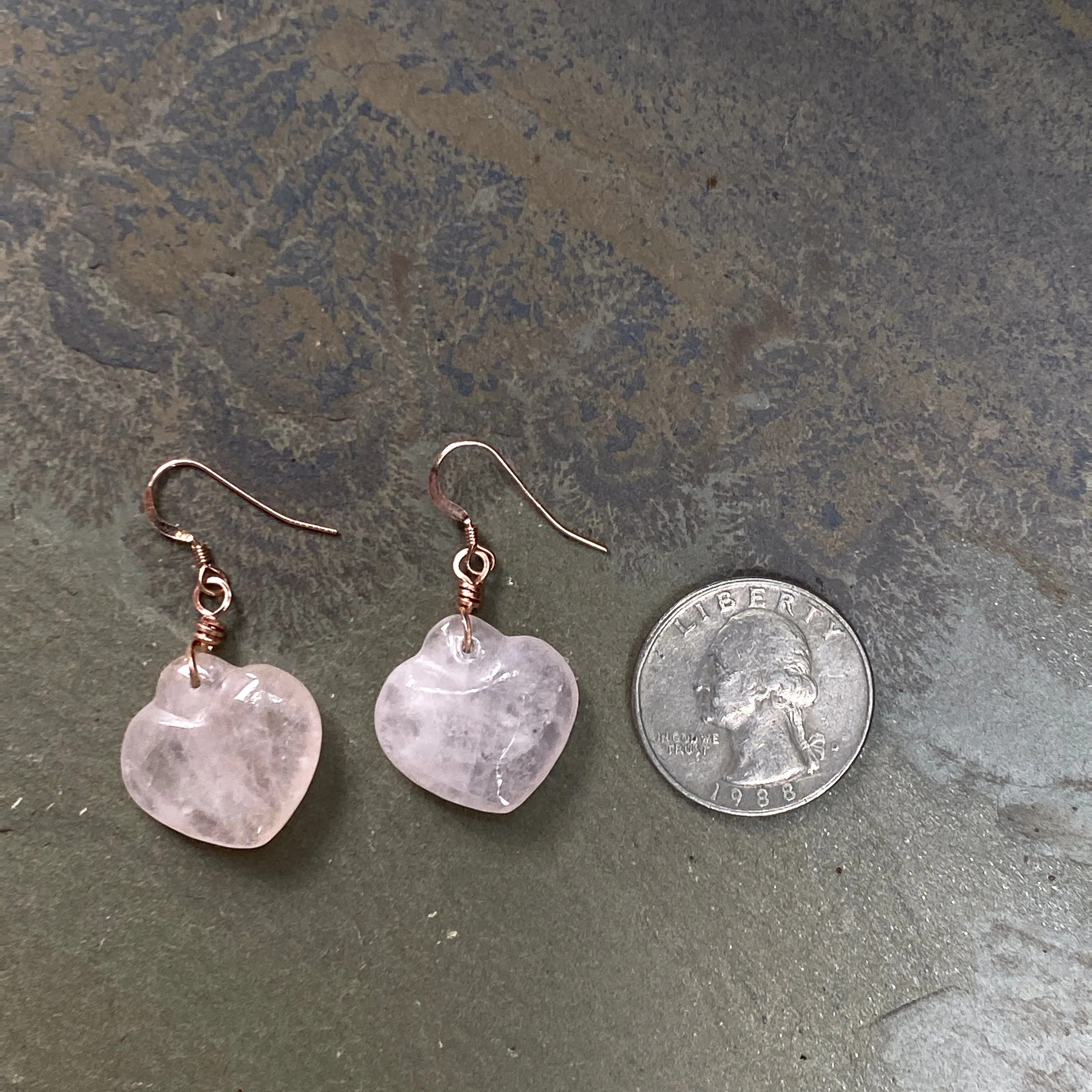 Rose Quartz Gemstone and 14 kt Rose GF Earrings