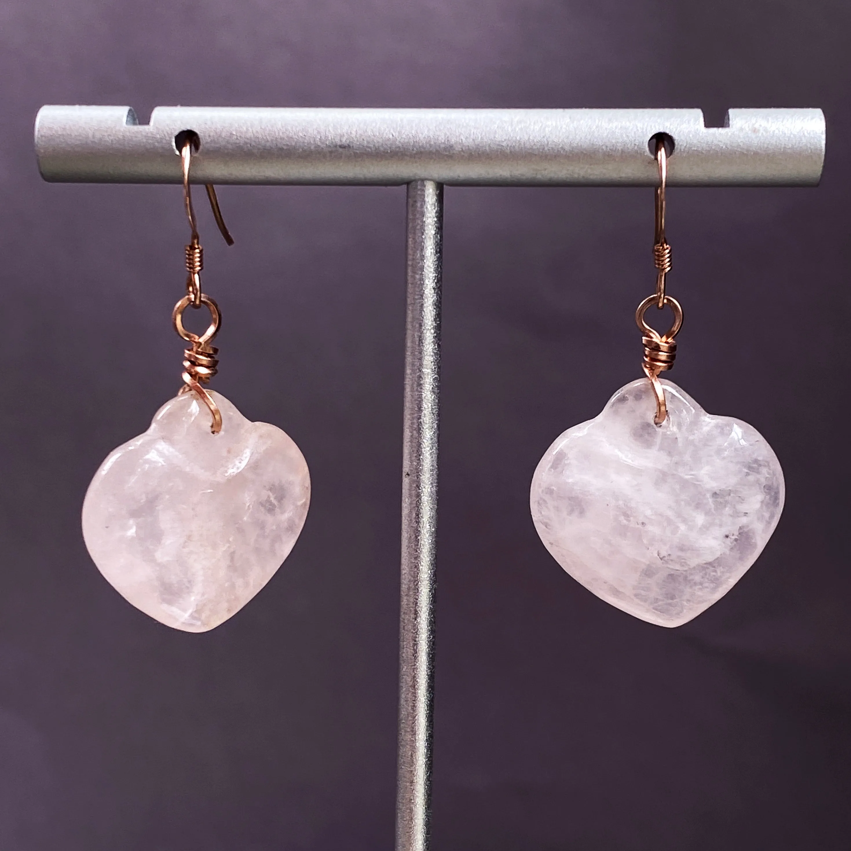 Rose Quartz Gemstone and 14 kt Rose GF Earrings