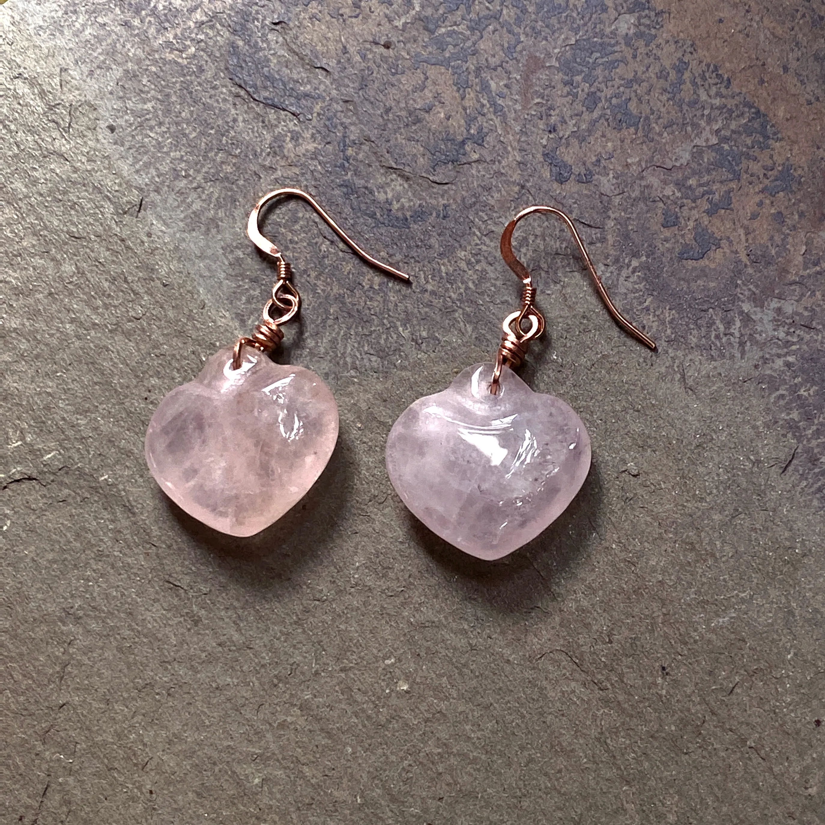 Rose Quartz Gemstone and 14 kt Rose GF Earrings