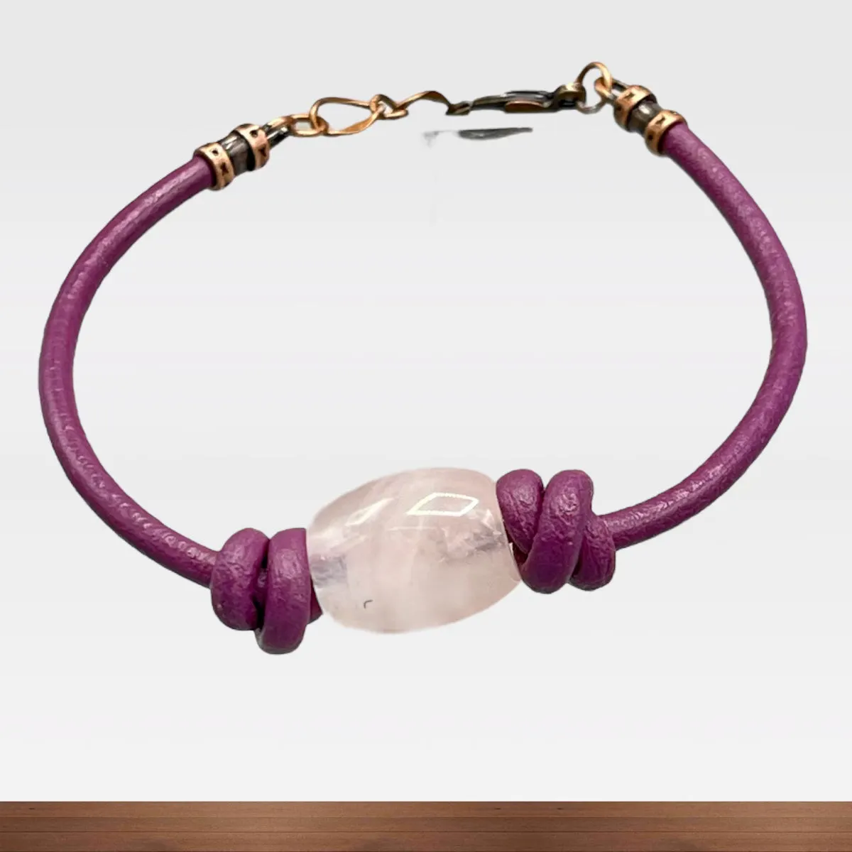 Rose Quartz Leather Bracelet