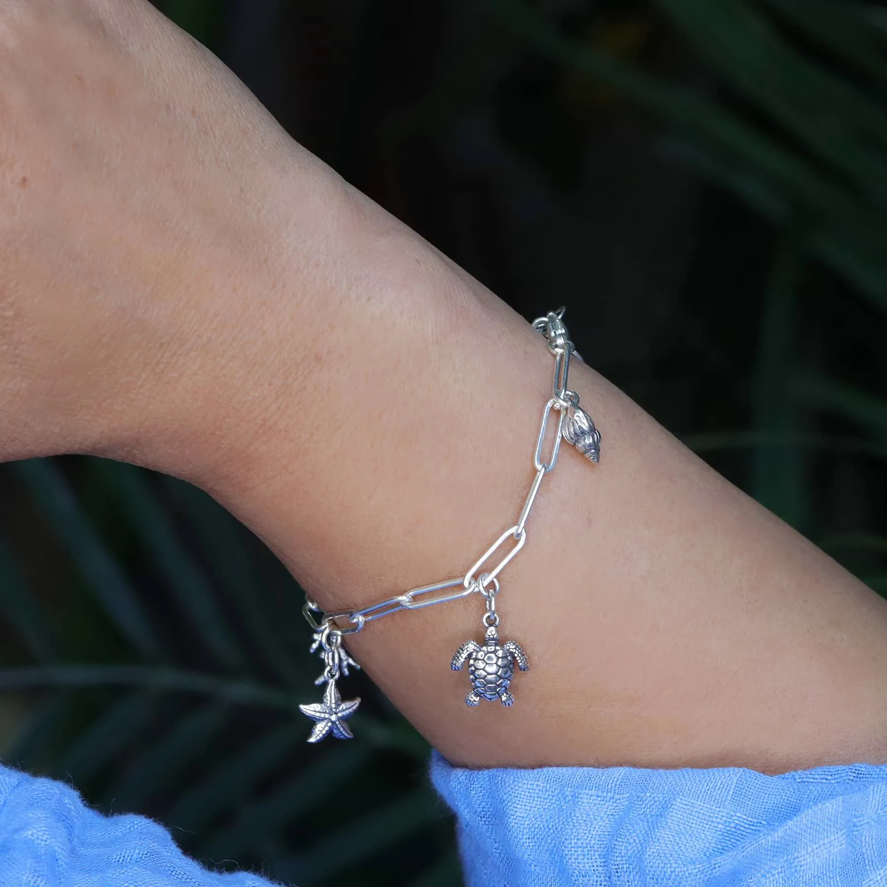 Seashore - Sterling Silver Nautical Beach Charm Bracelet