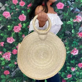 Straw Round Bag with circular Handle