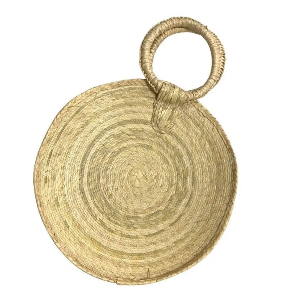 Straw Round Bag with circular Handle