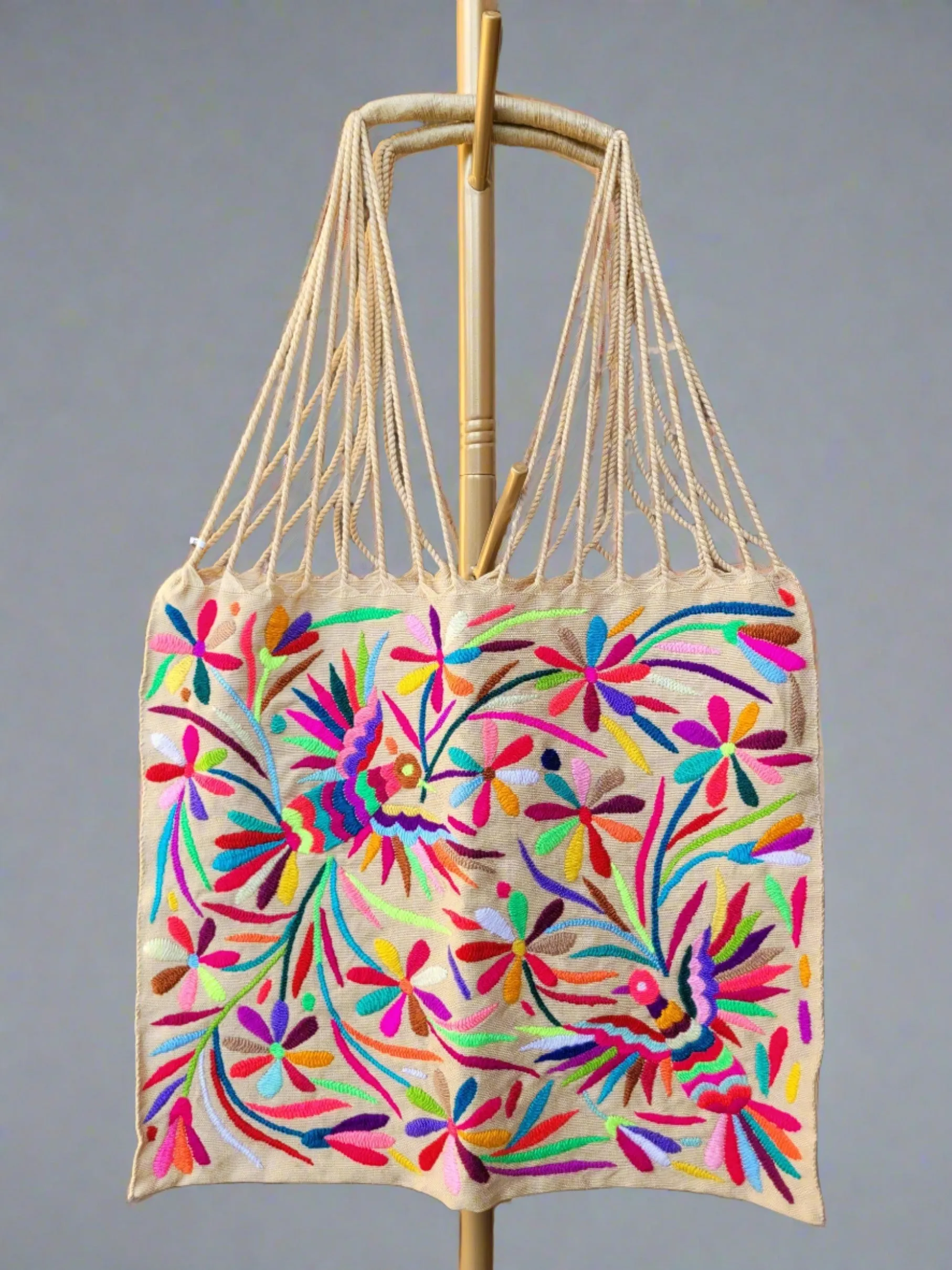 Tenango telar/embroidered tote