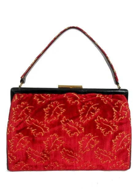 Velvet Carpetbag with cut out Leaves