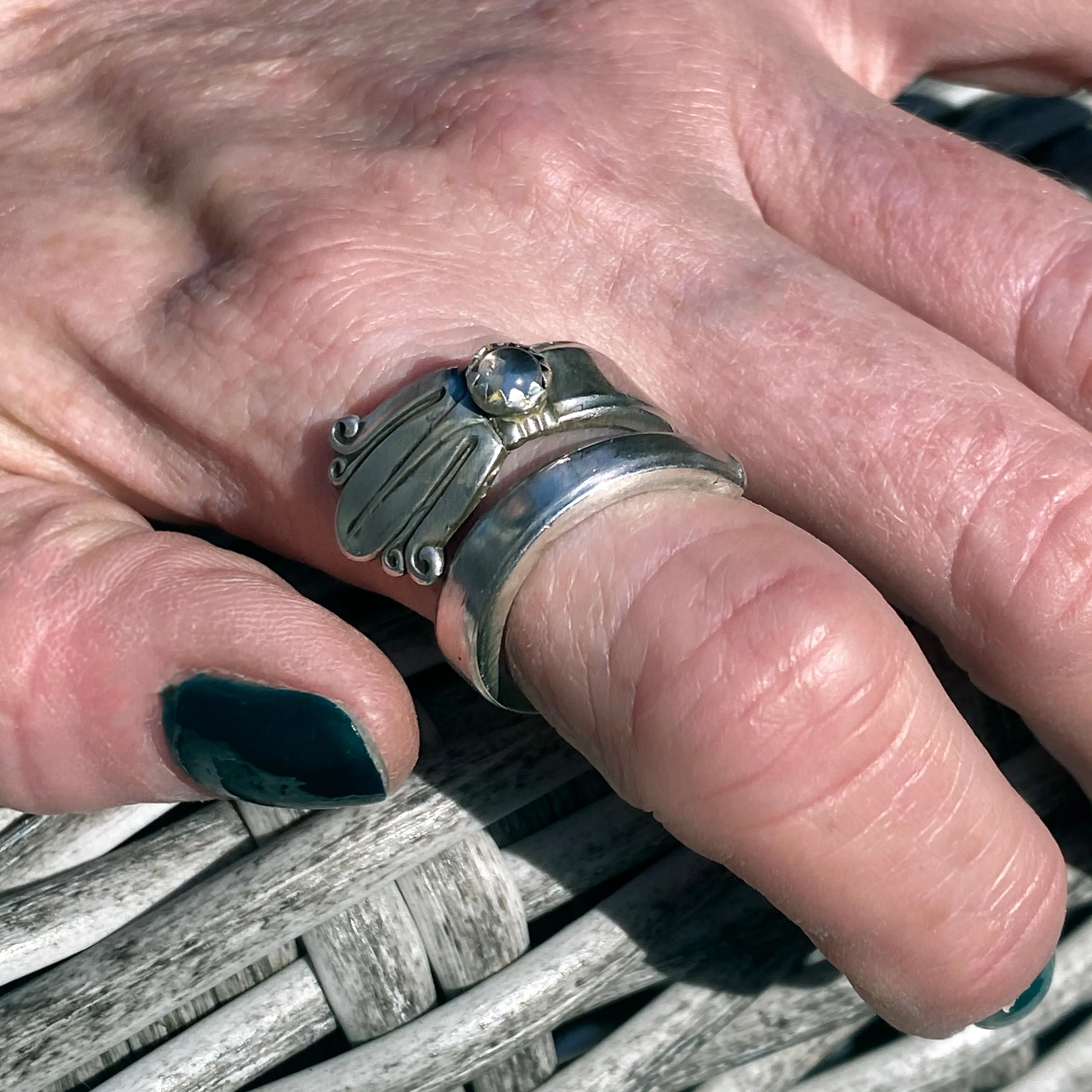 Vintage SilverSpoon Ring with Quartz gemstone