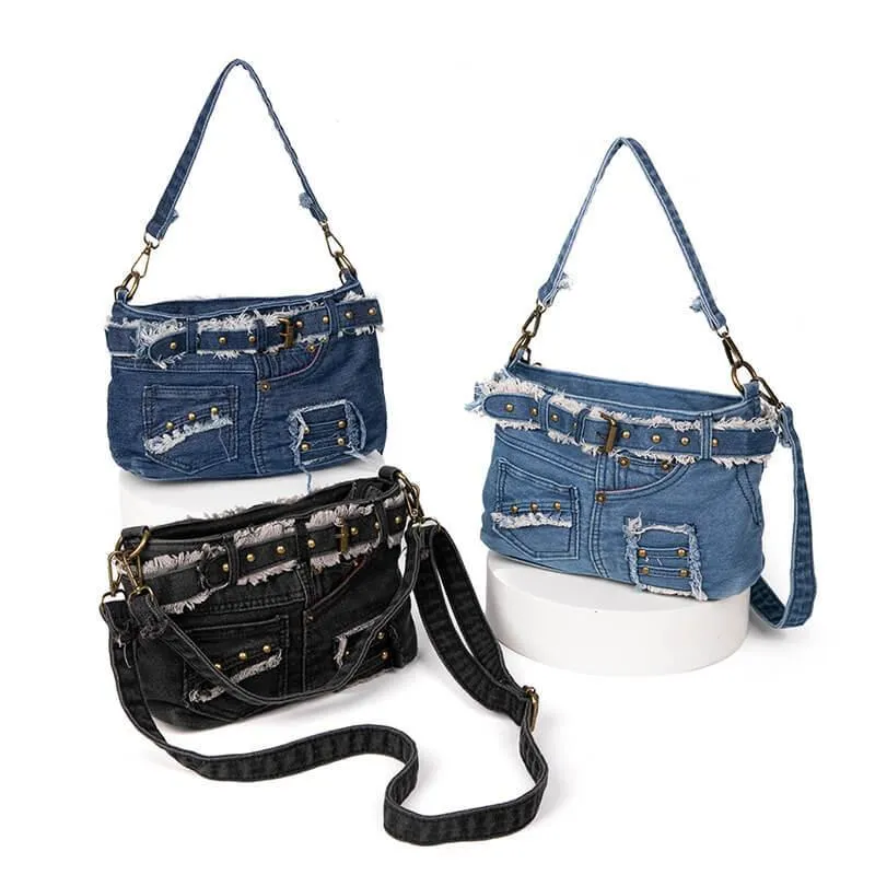 Women's Fashion Simple Denim Canvas Crossbody Bag